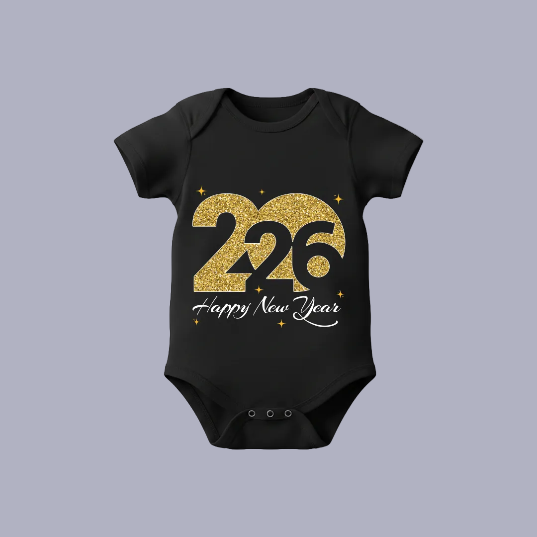 Matching Family New Year 2026 T-Shirts | Gold Glitter Year Graphic Tees | Custom New Year’s Eve Party T-shirts for Rompers, Kids and Adults