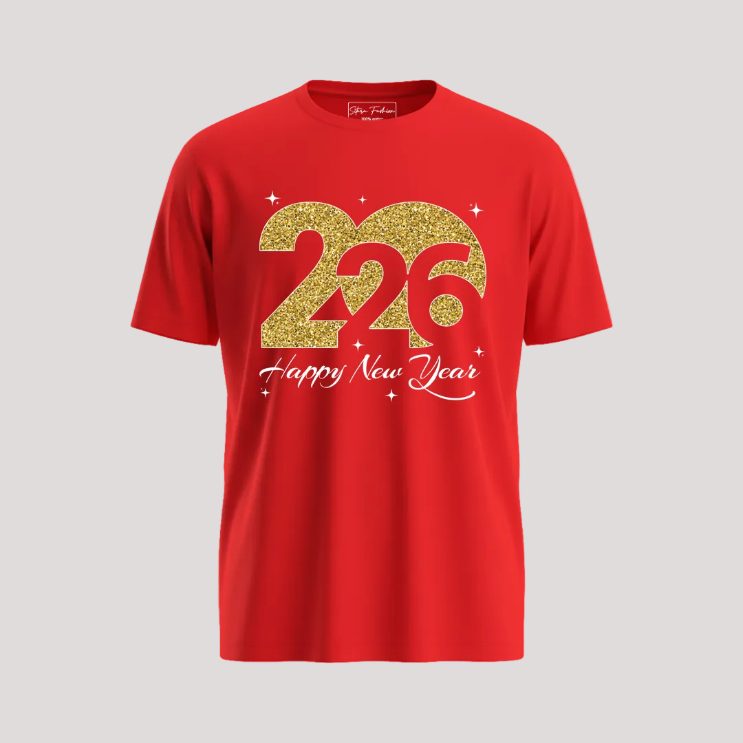 Matching Family New Year 2026 T-Shirts | Gold Glitter Year Graphic Tees | Custom New Year’s Eve Party T-shirts for Rompers, Kids and Adults