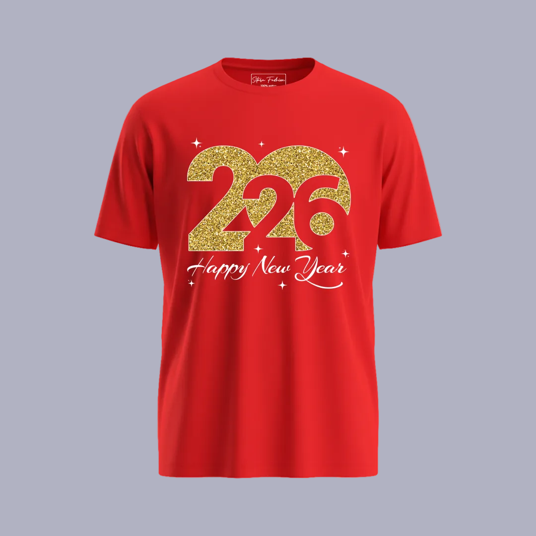 Matching Family New Year 2026 T-Shirts | Gold Glitter Year Graphic Tees | Custom New Year’s Eve Party T-shirts for Rompers, Kids and Adults
