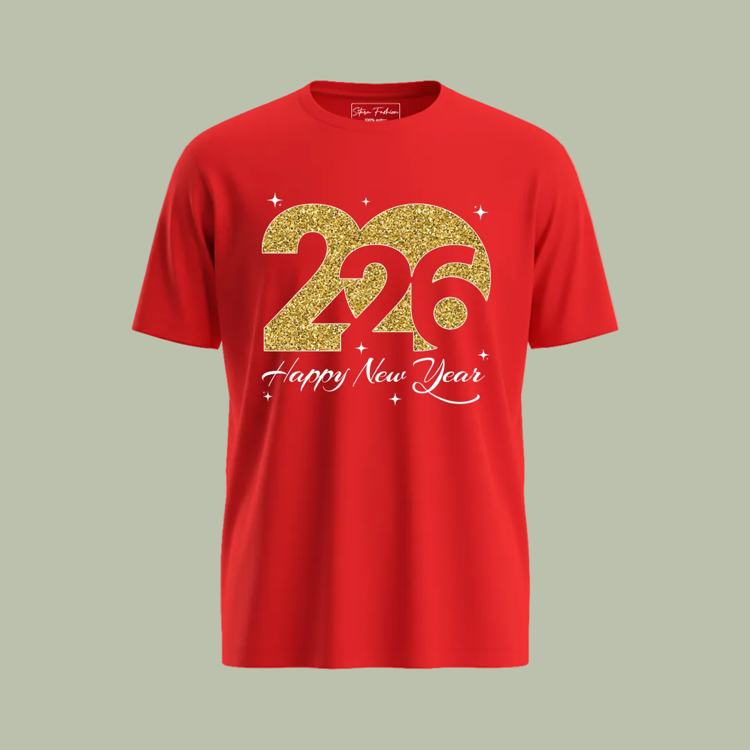 Matching Family New Year 2026 T-Shirts | Gold Glitter Year Graphic Tees | Custom New Year’s Eve Party T-shirts for Rompers, Kids and Adults