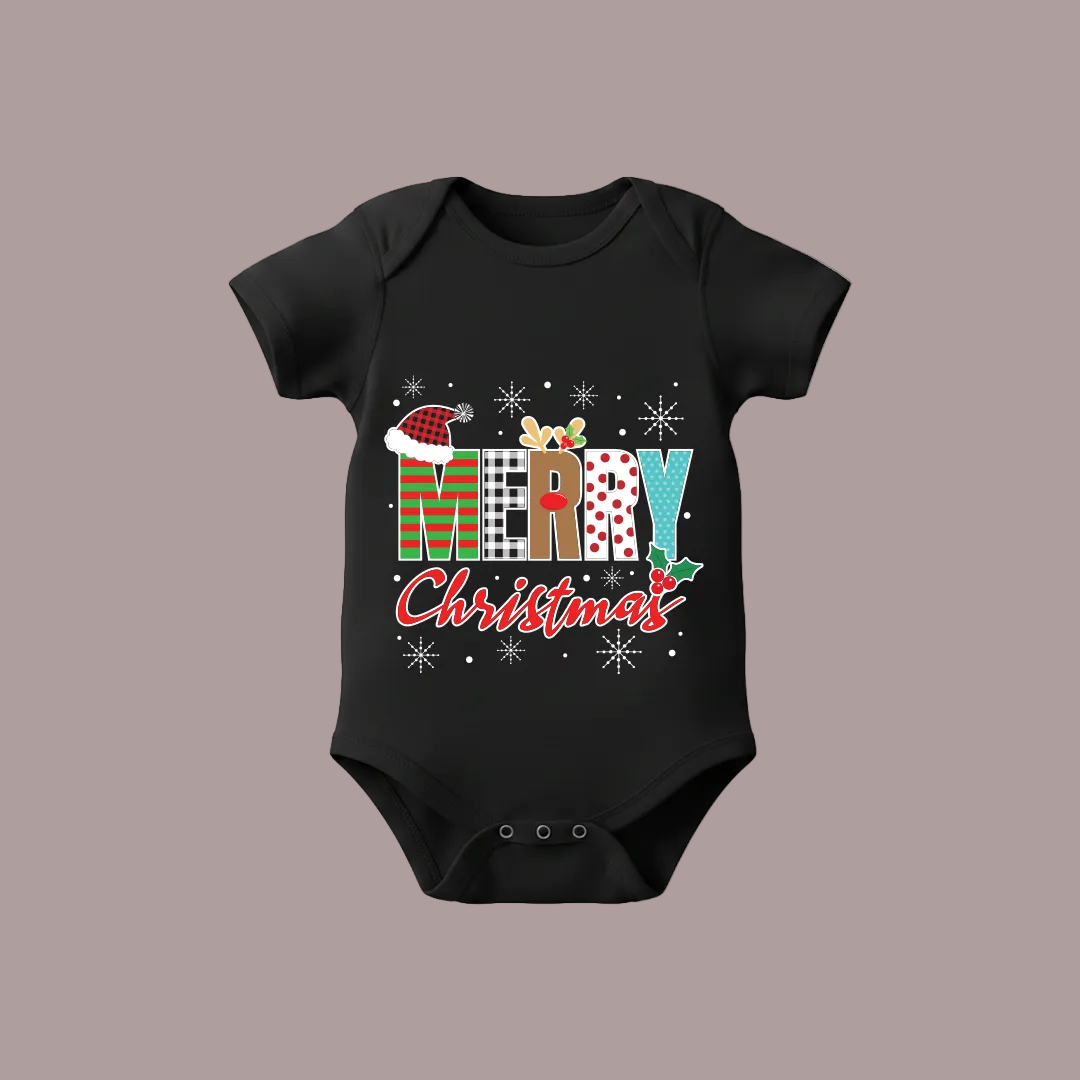 Family Christmas Outfit - Red Merry Christmas Graphic Shirt for Parents  Kids & Rompers