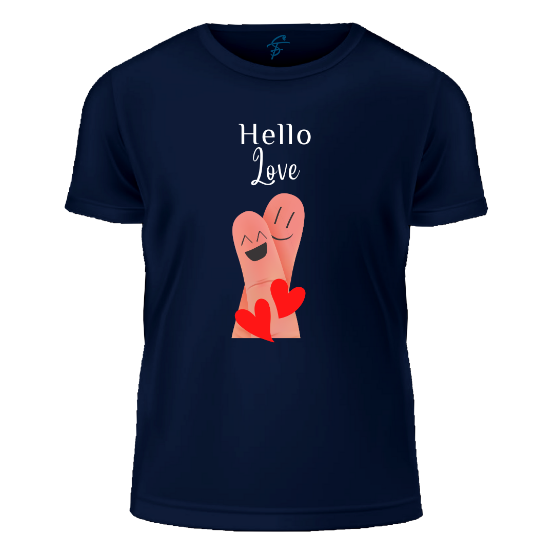 Matching Couples T-Shirts, Hello Love Design, Short Sleeve, Set of 2 PCS - Couple Tshirts for Couples