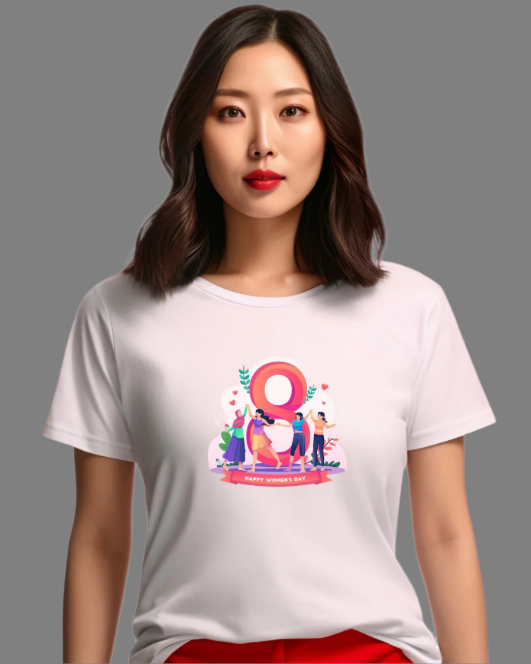Women's Day Graphic T-Shirt, 8 March, Short Sleeve, Casual Fit