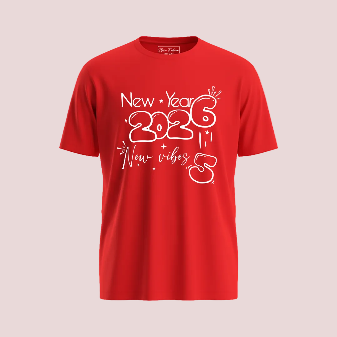 Matching New Year 2026 Family T-shirts | Custom "New Vibes" T-shirts for New Year's Eve