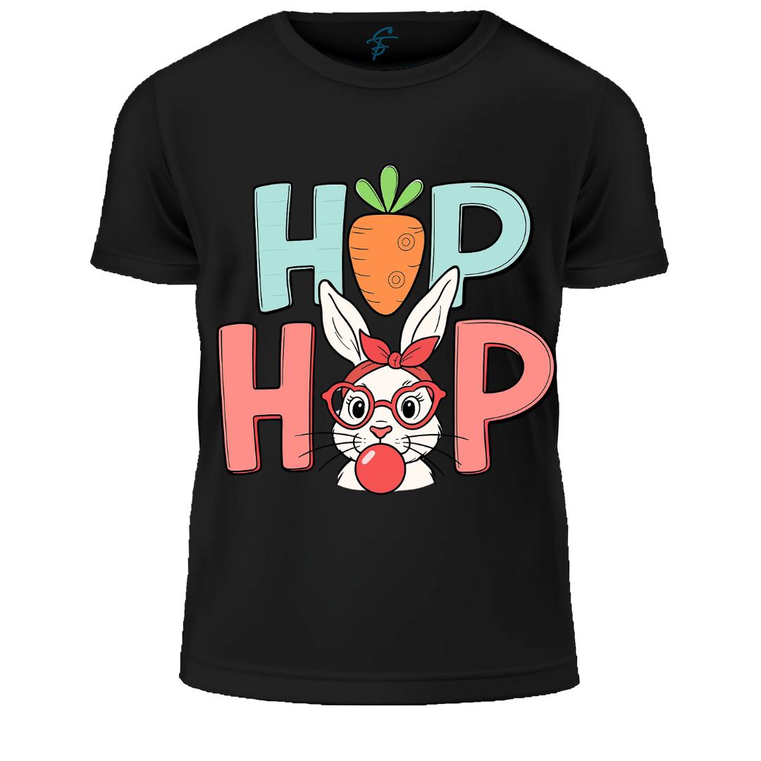 Easter Bunny Graphic T-Shirt, Hip Hop Design, 100% Cotton, Short Sleeve