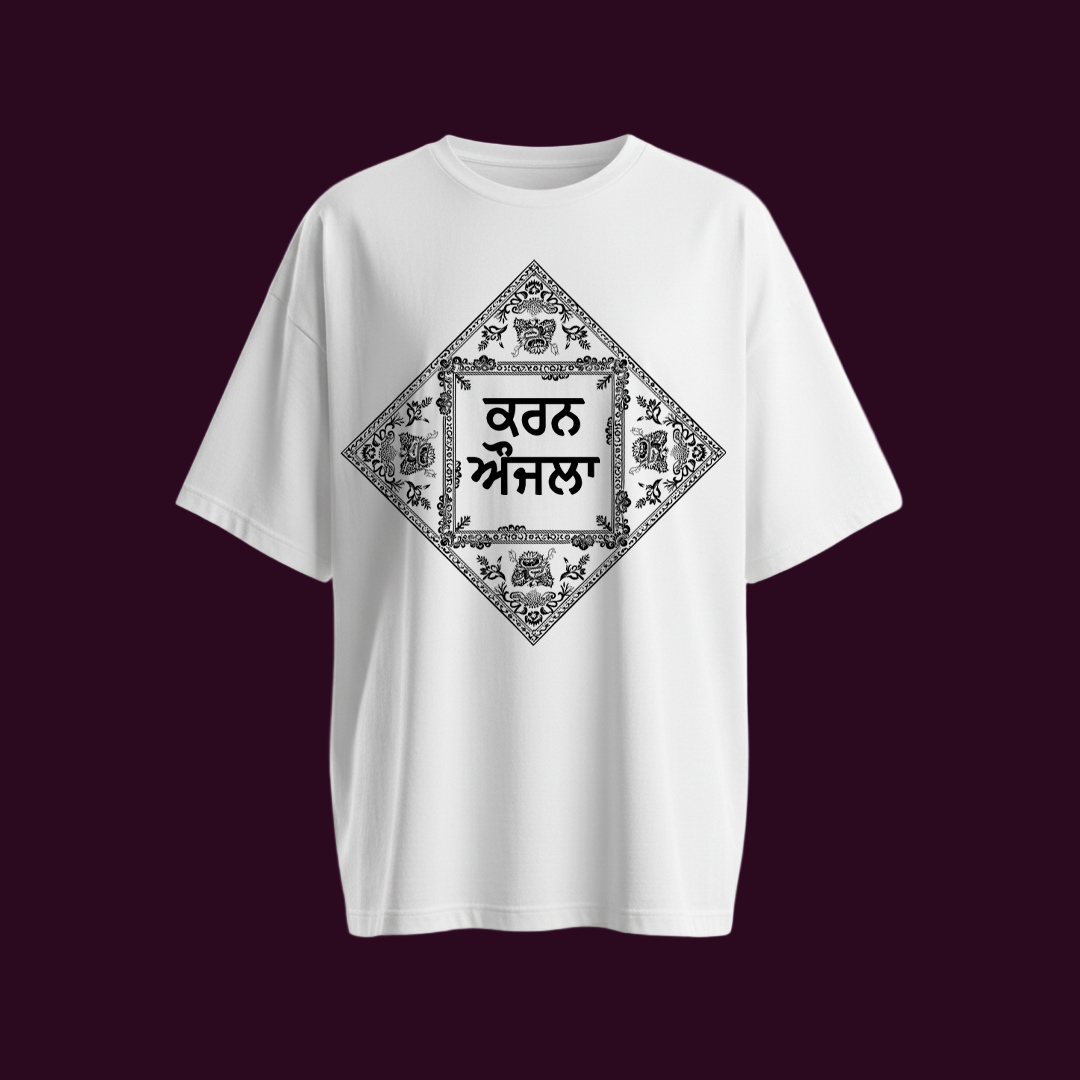 Karan Aujla Black & White Bandana Punjabi