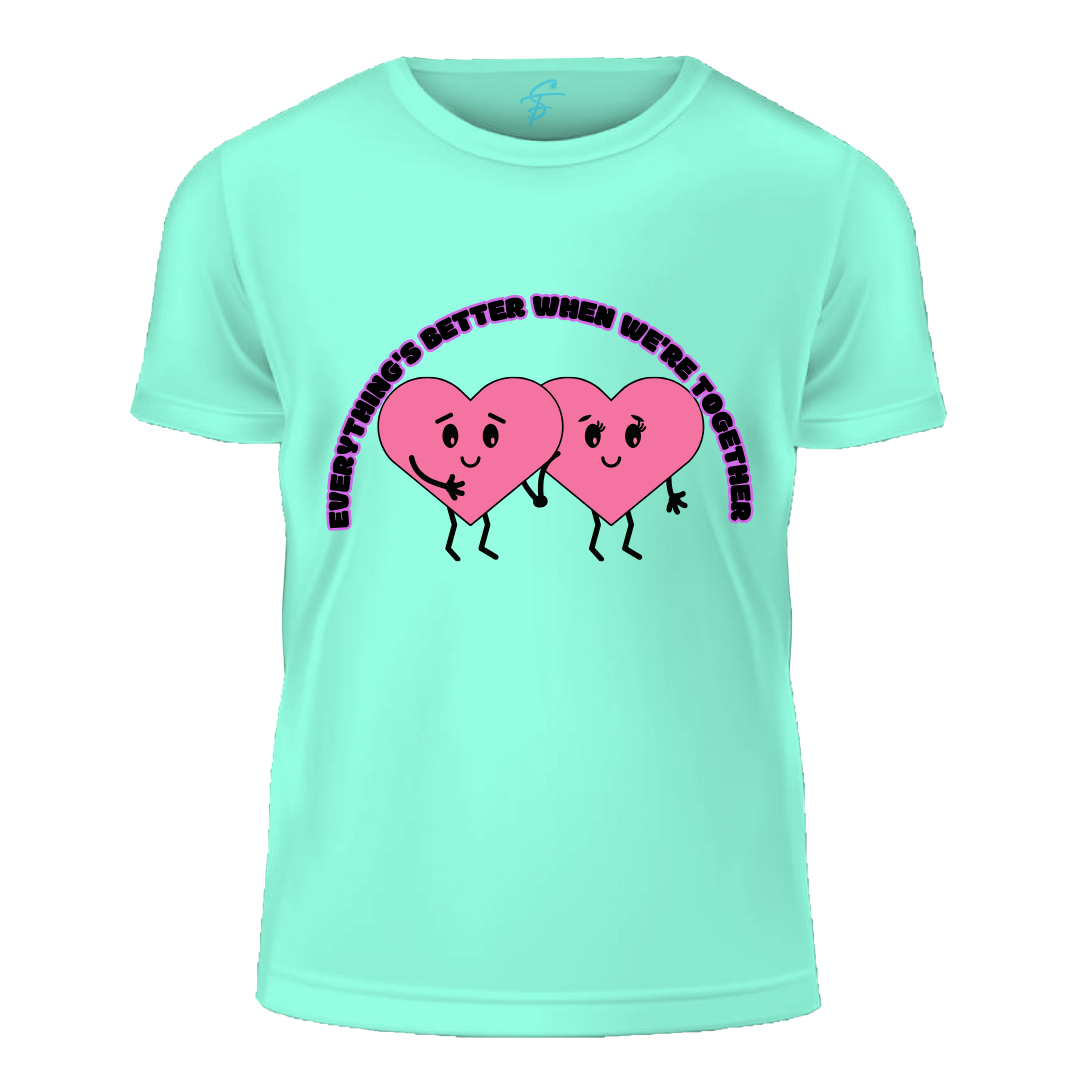 Cute Heart Design, Everything's Better Together, Set of 2 PCS - Couple Tshirt for Couples