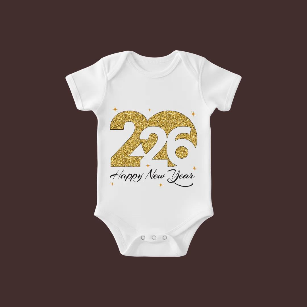 Matching Family New Year 2026 T-Shirts | Gold Glitter Year Graphic Tees | Custom New Year’s Eve Party T-shirts for Rompers, Kids and Adults