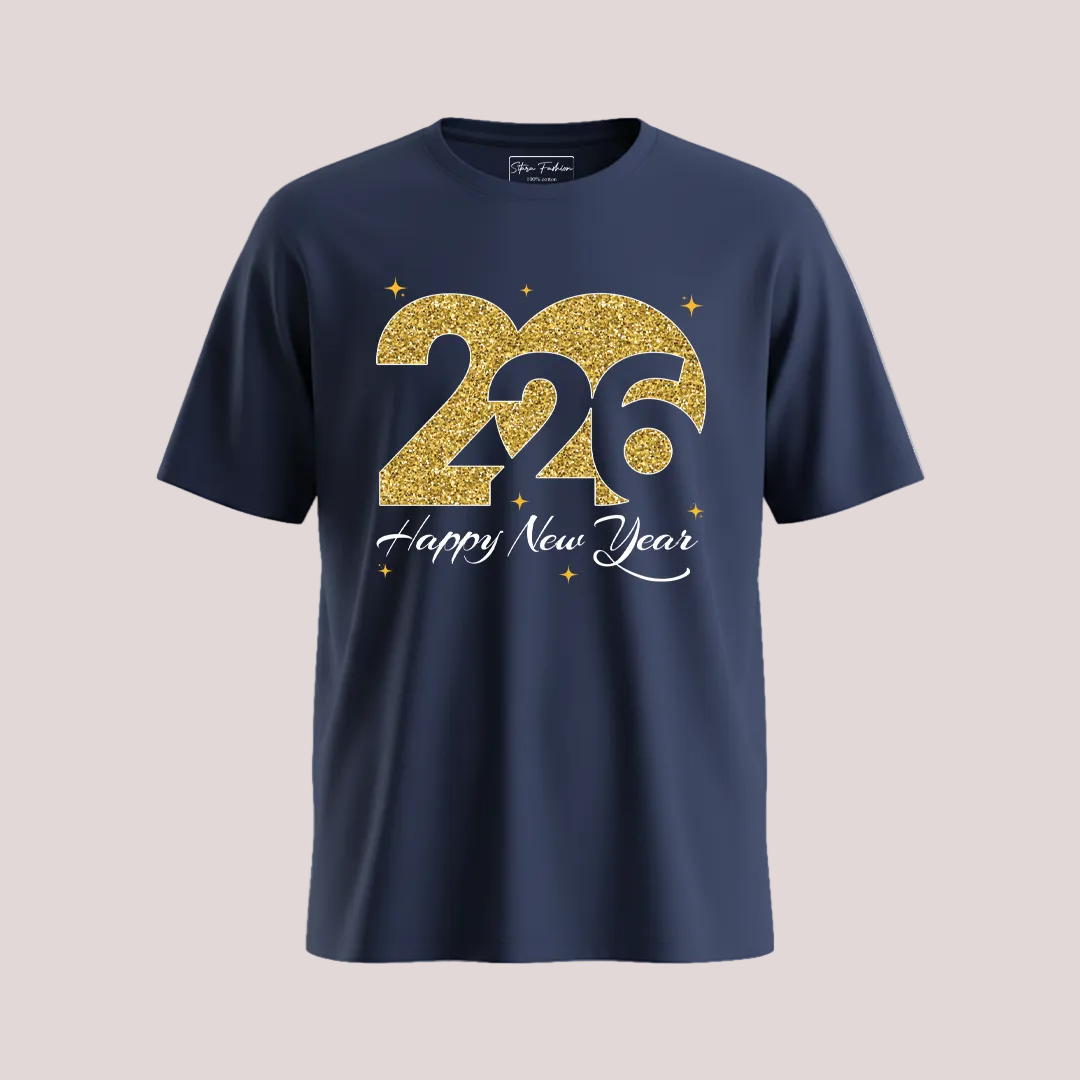 Matching Family New Year 2026 T-Shirts | Gold Glitter Year Graphic Tees | Custom New Year’s Eve Party T-shirts for Rompers, Kids and Adults
