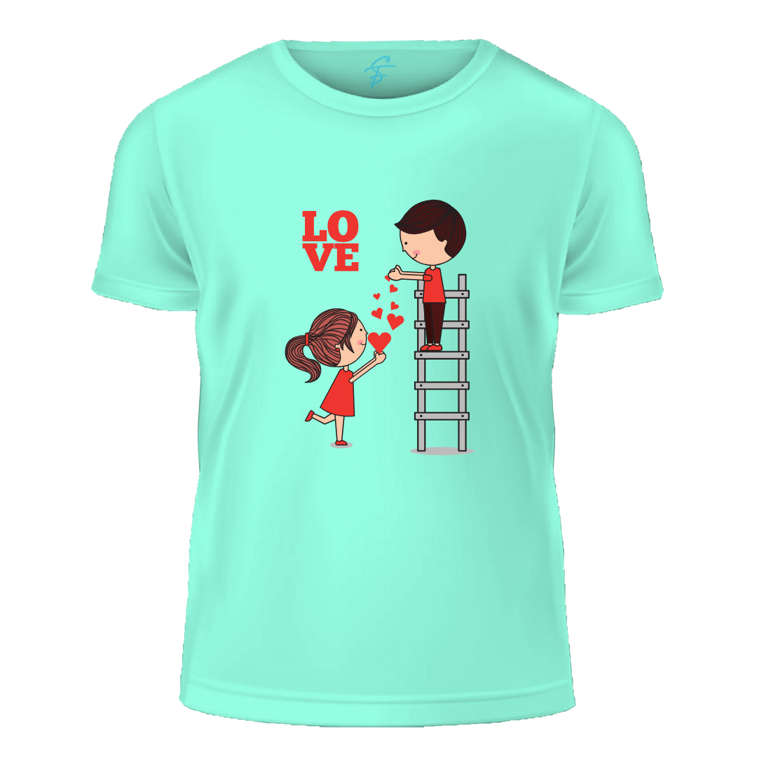 Love Ladder Design Print, Gift, Short Sleeve, Set of 2 PCS - Couple Tshirt for Couples