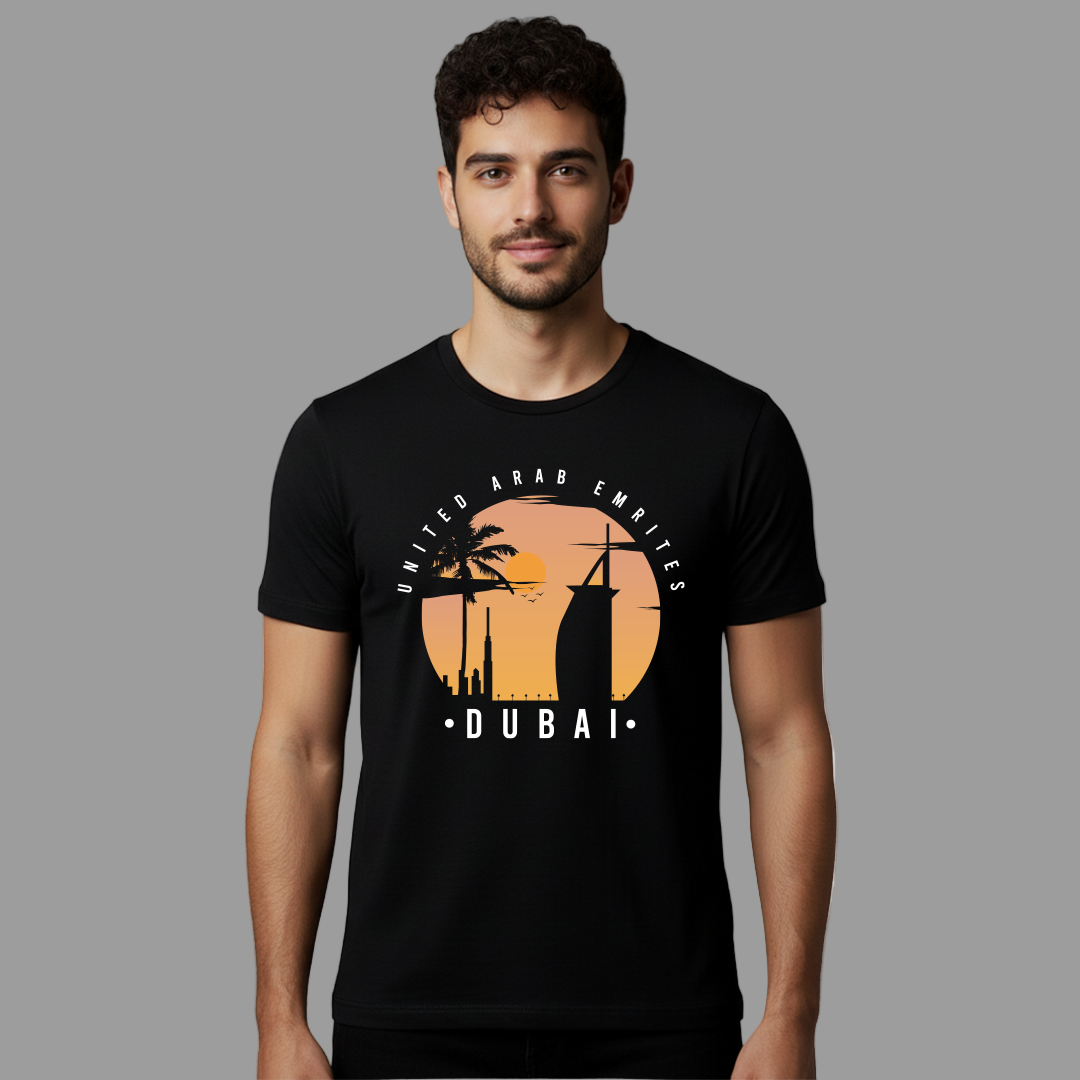 Dubai City Skyline Sunset T-shirt, United Arab Emirates Graphic Tees