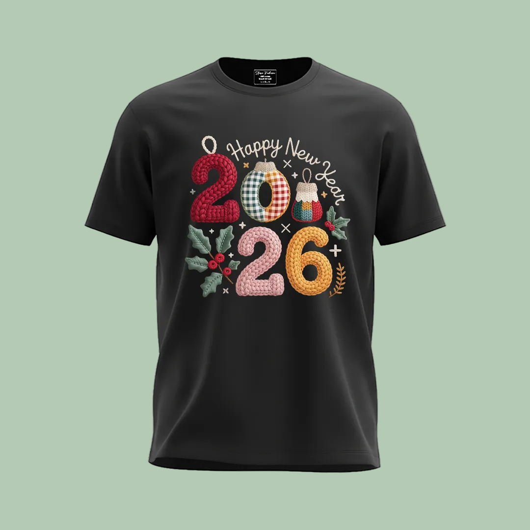 Boho Floral 2026 New Year Matching T-Shirts | Cute New Year’s Eve Family T-shirts | Custom 2026 Graphic Tees for Family Photoshoot