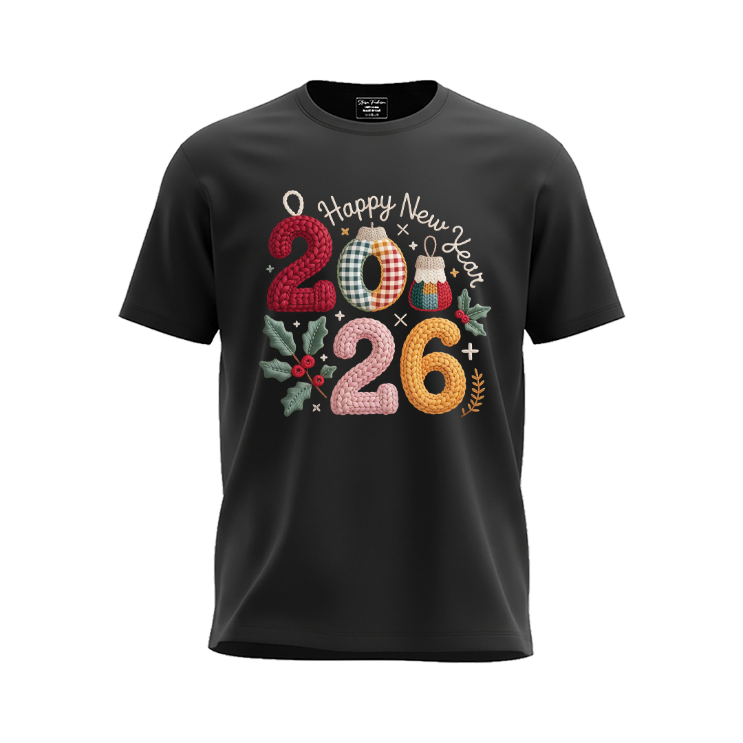 Boho Floral 2026 New Year Matching T-Shirts | Cute New Year’s Eve Family T-shirts | Custom 2026 Graphic Tees for Family Photoshoot
