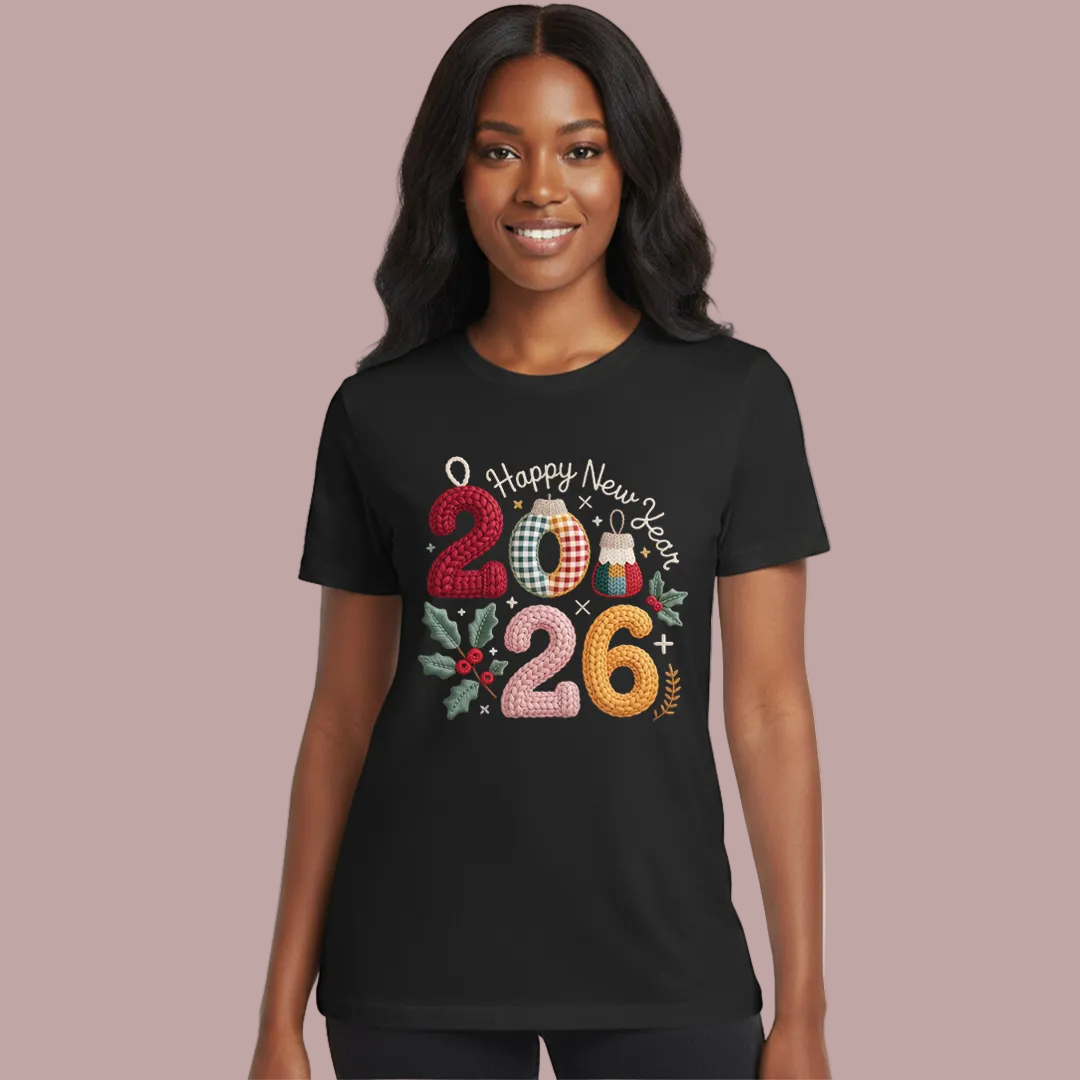 Boho Floral 2026 New Year Matching T-Shirts | Cute New Year’s Eve Family T-shirts | Custom 2026 Graphic Tees for Family Photoshoot