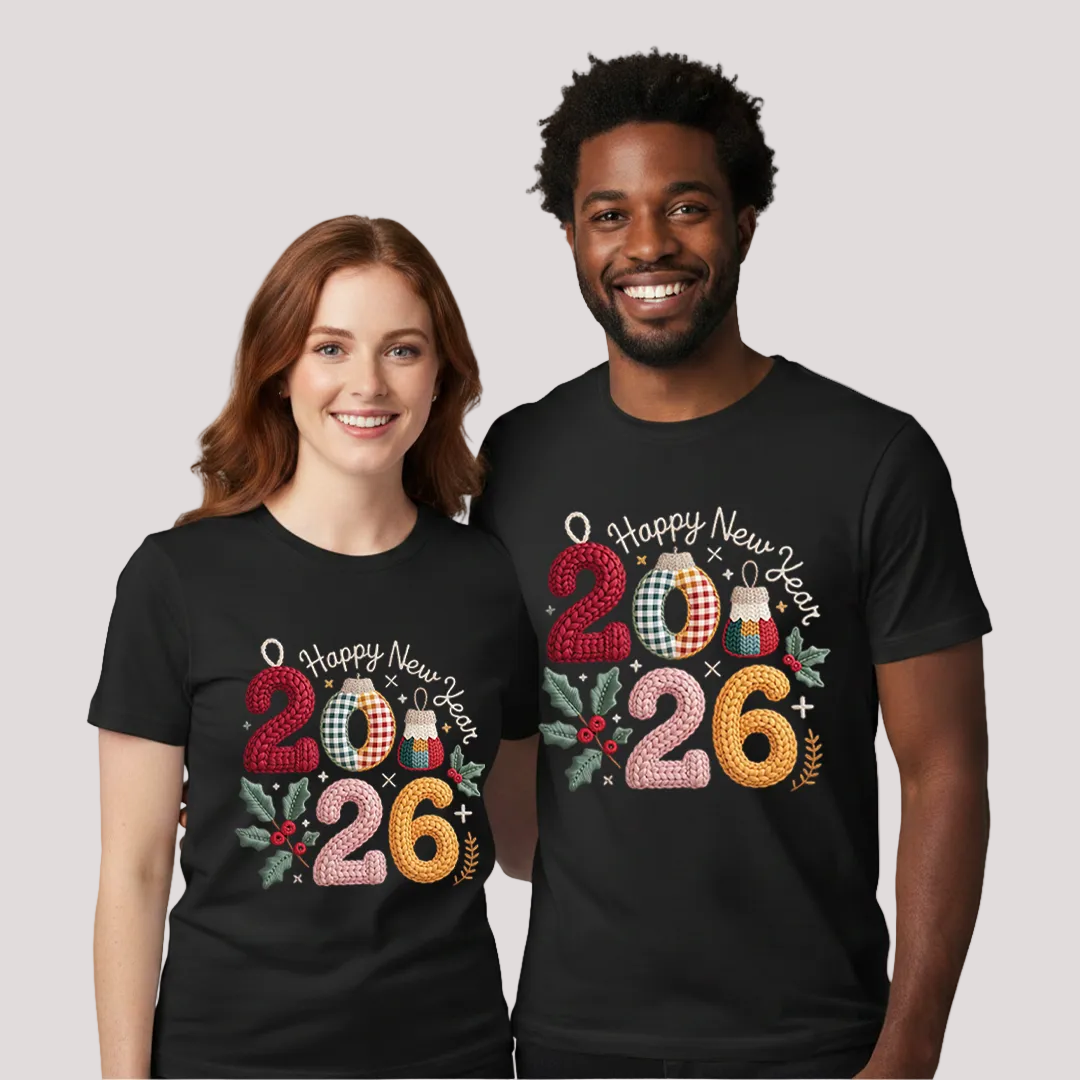 Boho Floral 2026 New Year Matching T-Shirts | Cute New Year’s Eve Family T-shirts | Custom 2026 Graphic Tees for Family Photoshoot