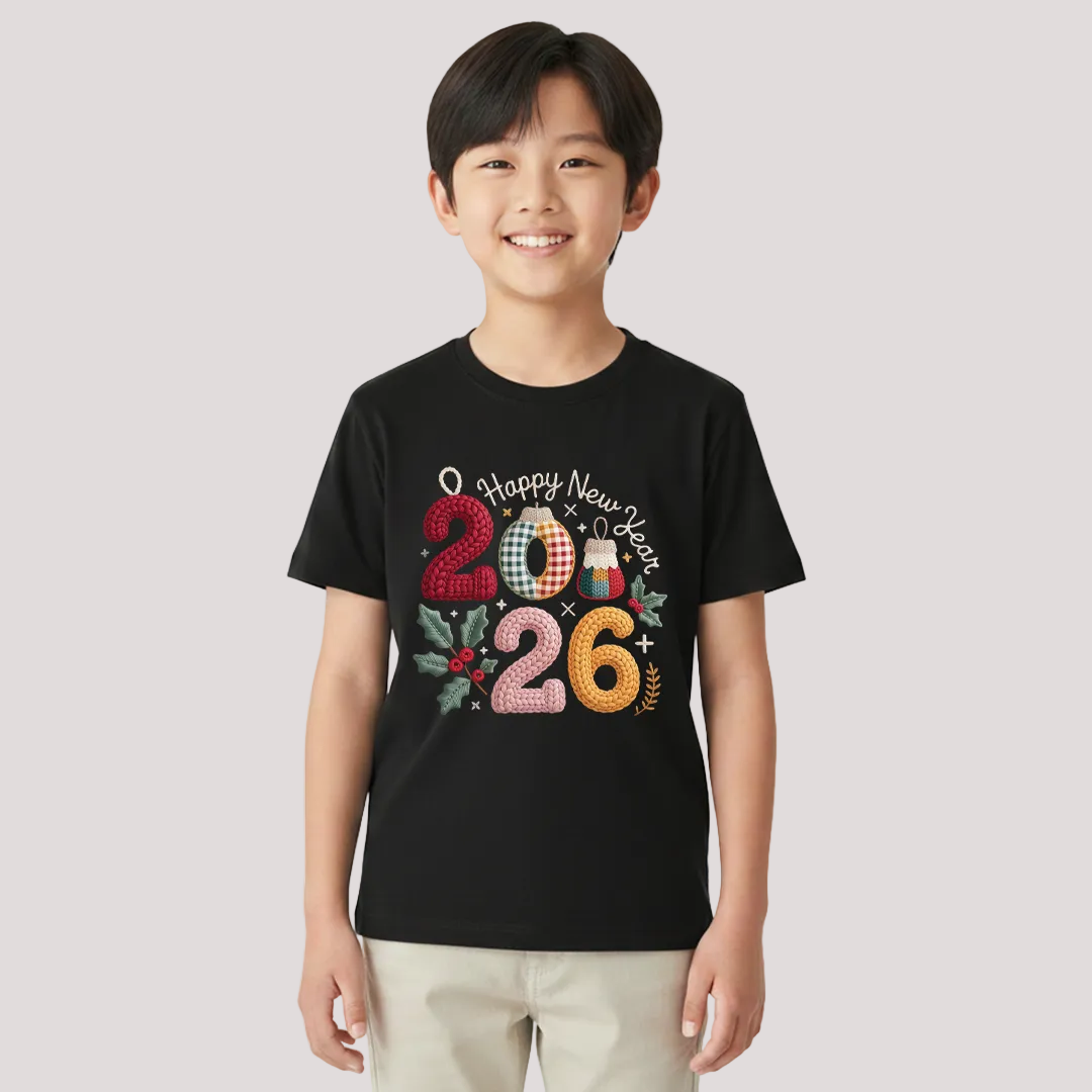 Boho Floral 2026 New Year Matching T-Shirts | Cute New Year’s Eve Family T-shirts | Custom 2026 Graphic Tees for Family Photoshoot