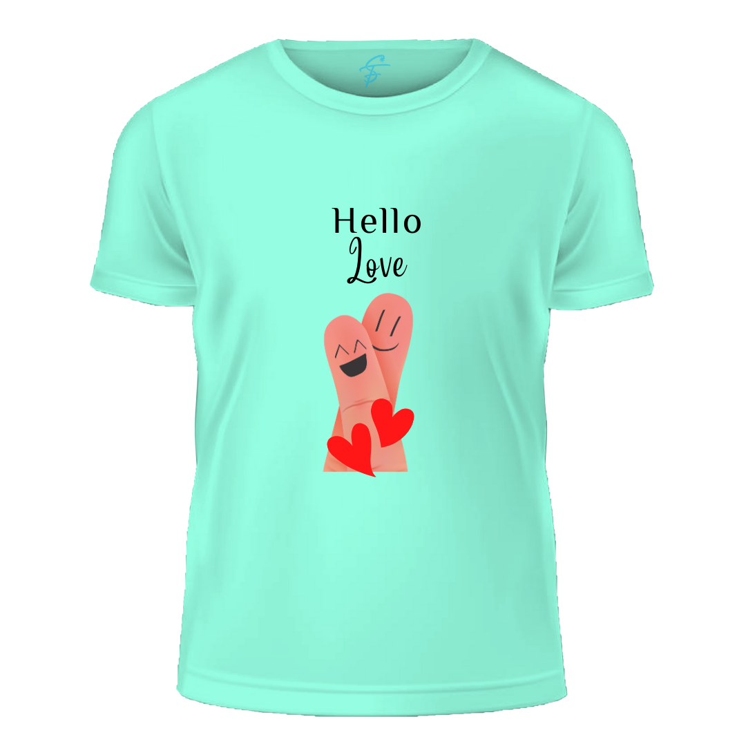 Matching Couples T-Shirts, Hello Love Design, Short Sleeve, Set of 2 PCS - Couple Tshirts for Couples