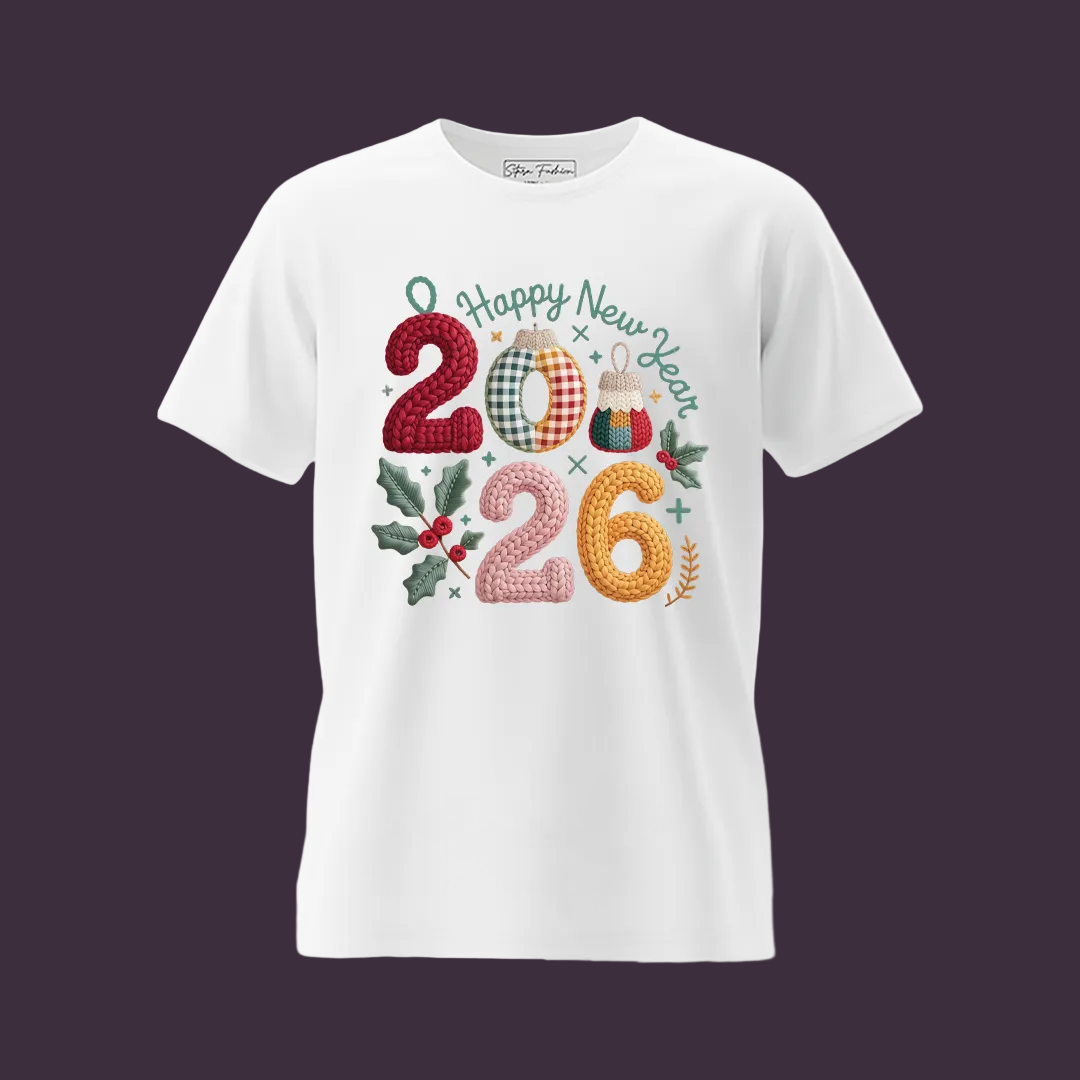 Boho Floral 2026 New Year Matching T-Shirts | Cute New Year’s Eve Family T-shirts | Custom 2026 Graphic Tees for Family Photoshoot