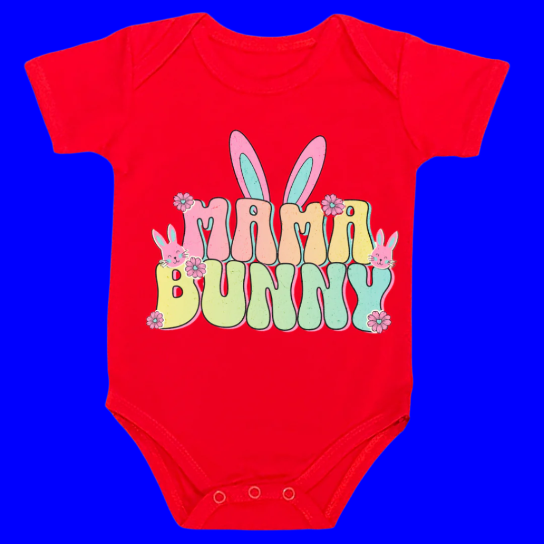 MaMa Bunny Baby Bodysuit, 100% Cotton , Infant Short Sleeve