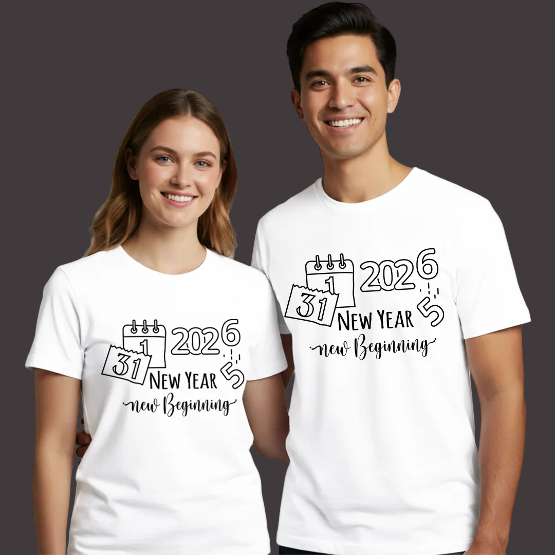Family Matching New Year 2026 T-Shirts, New Beginning 2026 Squad T-shirts, Custom New Year's Eve Calendar T-Shirts for Mom Dad, Kids & Rompers