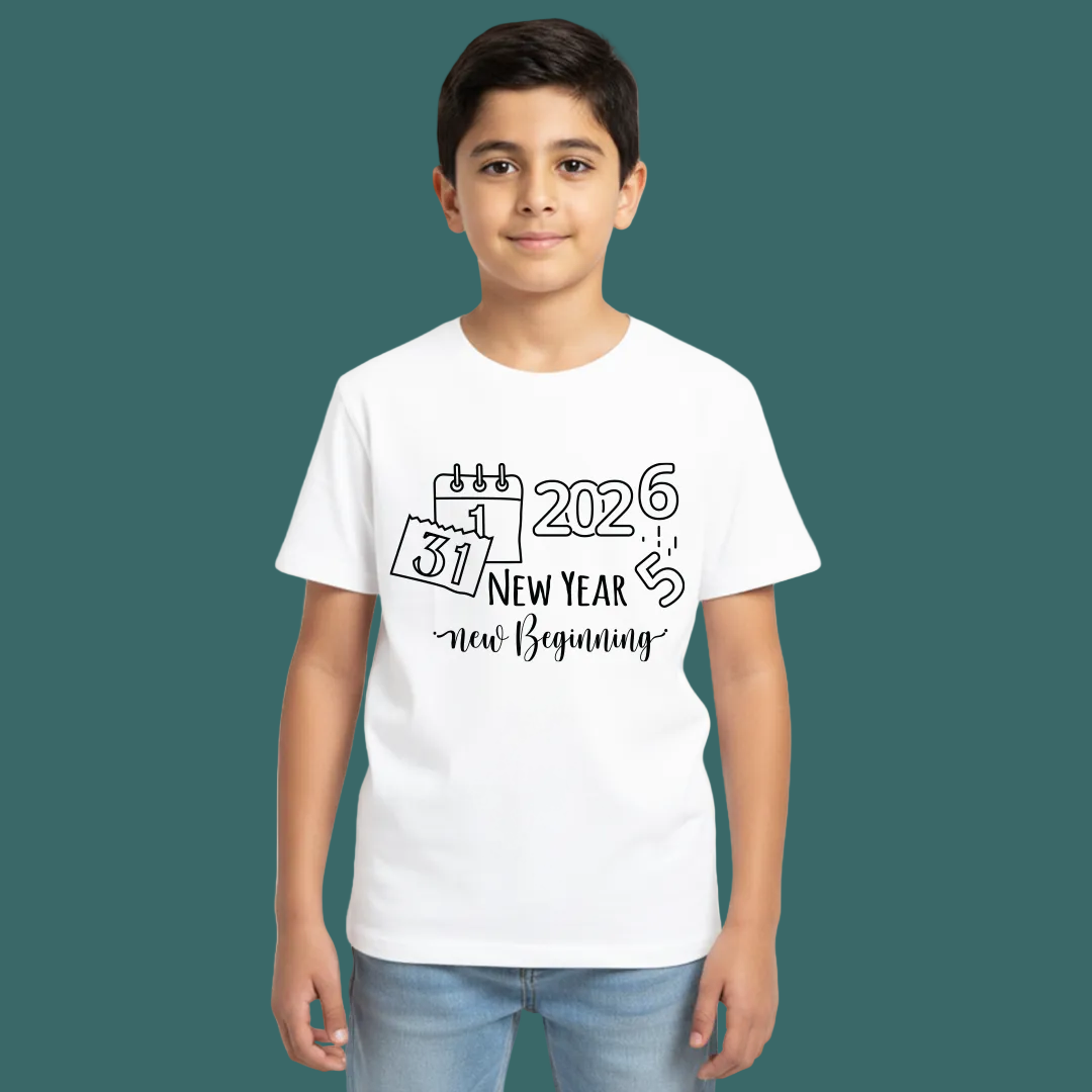 Family Matching New Year 2026 T-Shirts, New Beginning 2026 Squad T-shirts, Custom New Year's Eve Calendar T-Shirts for Mom Dad, Kids & Rompers