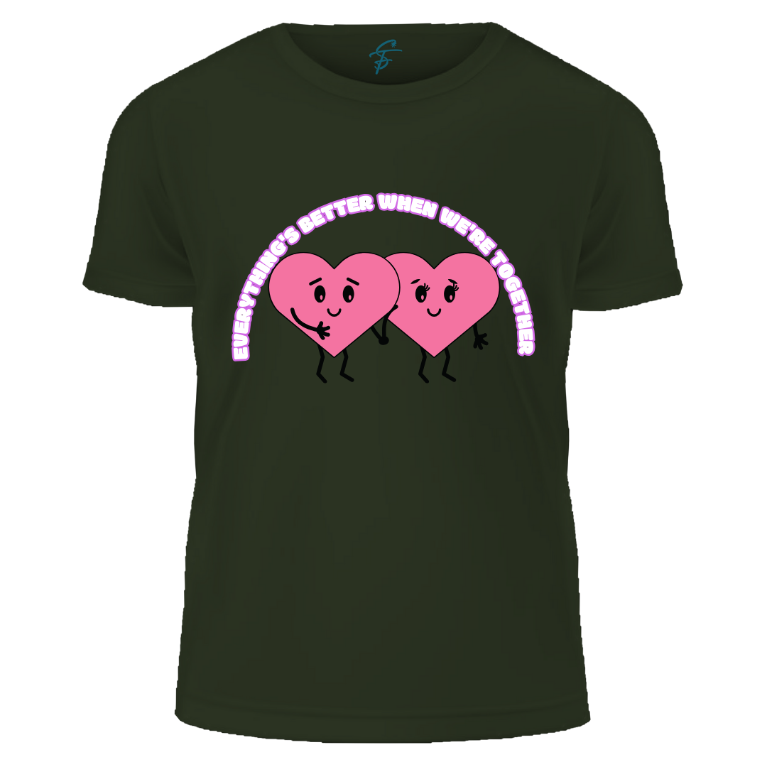 Cute Heart Design, Everything's Better Together, Set of 2 PCS - Couple Tshirt for Couples