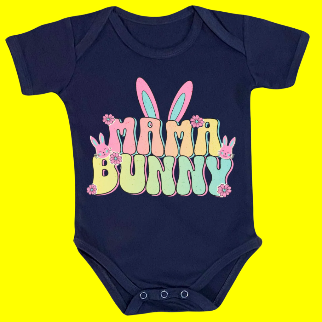 MaMa Bunny Baby Bodysuit, 100% Cotton , Infant Short Sleeve