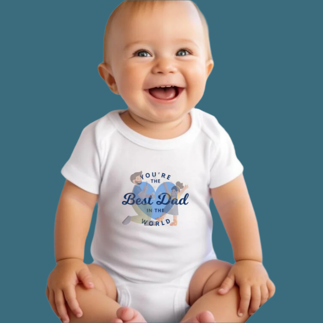 Baby Bodysuit with 'Best Dad in the World' Print, 100% Cotton Romper, Father's Day Gift