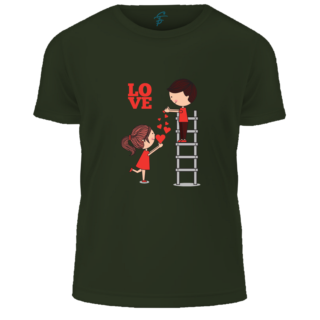 Love Ladder Design Print, Gift, Short Sleeve, Set of 2 PCS - Couple Tshirt for Couples