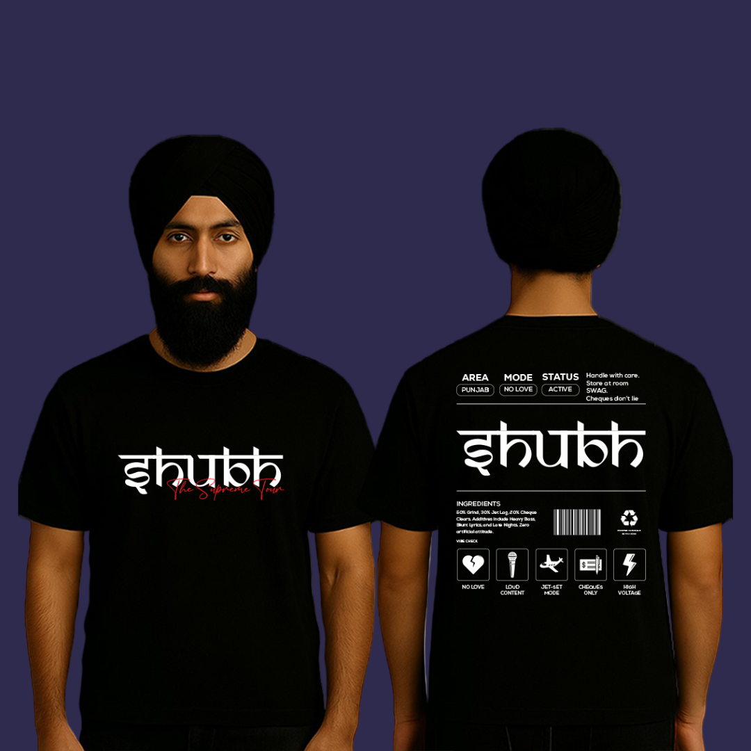 Shubh Punjabi T-Shirt | The Supreme Tour Graphic Tee | 100% Cotton Hip Hop Streetwear | Punjabi Rap & Desi Swag Merchandise