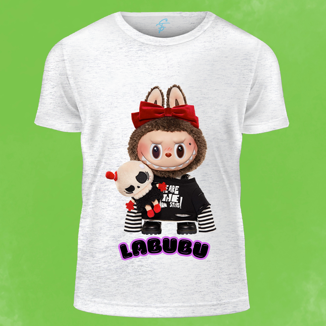 LABUBU WITH SKELETON TEDDY! T-Shirt, 100% Cotton