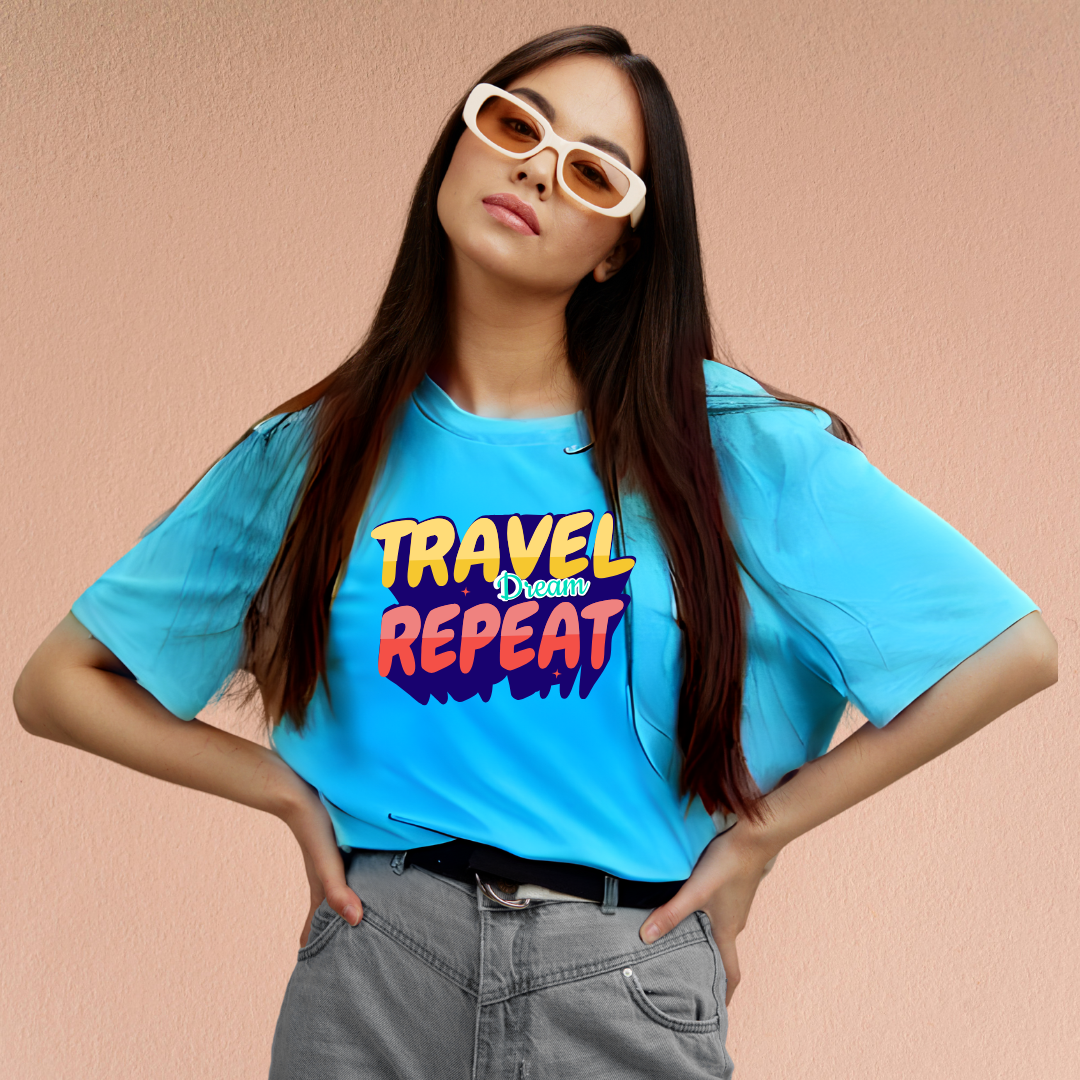 TRAVEL DREAM REPEAT, T-Shirt, 100% Cotton, Travel Collection