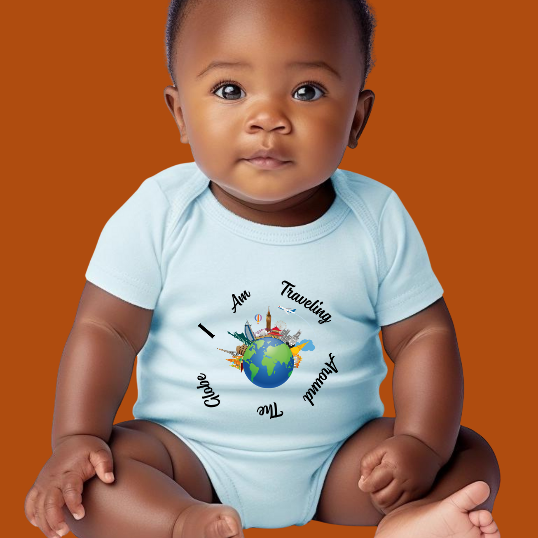 I AM TRAVELING AROUND THE WORLD, 100% Cotton Bodysuit,TRAVEL Outfit