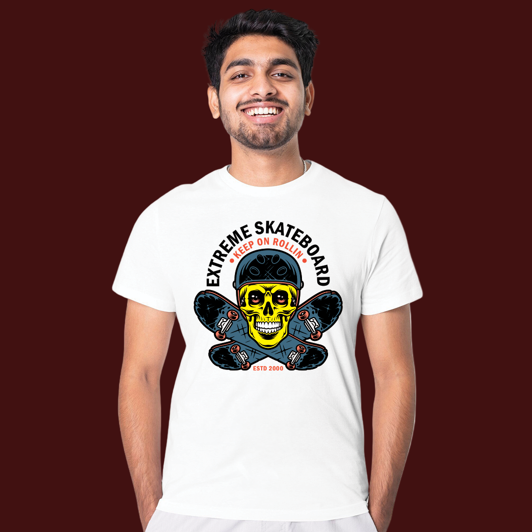 Extreme Skateboard Skull T-Shirt– Cool Skater Graphic Tee for  Men & Women