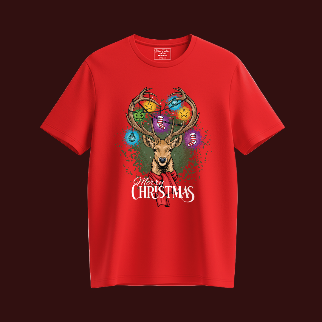 Family Reindeer Christmas Lights T-Shirts | Reindeer Tshirt | Red Christmas T-shirt