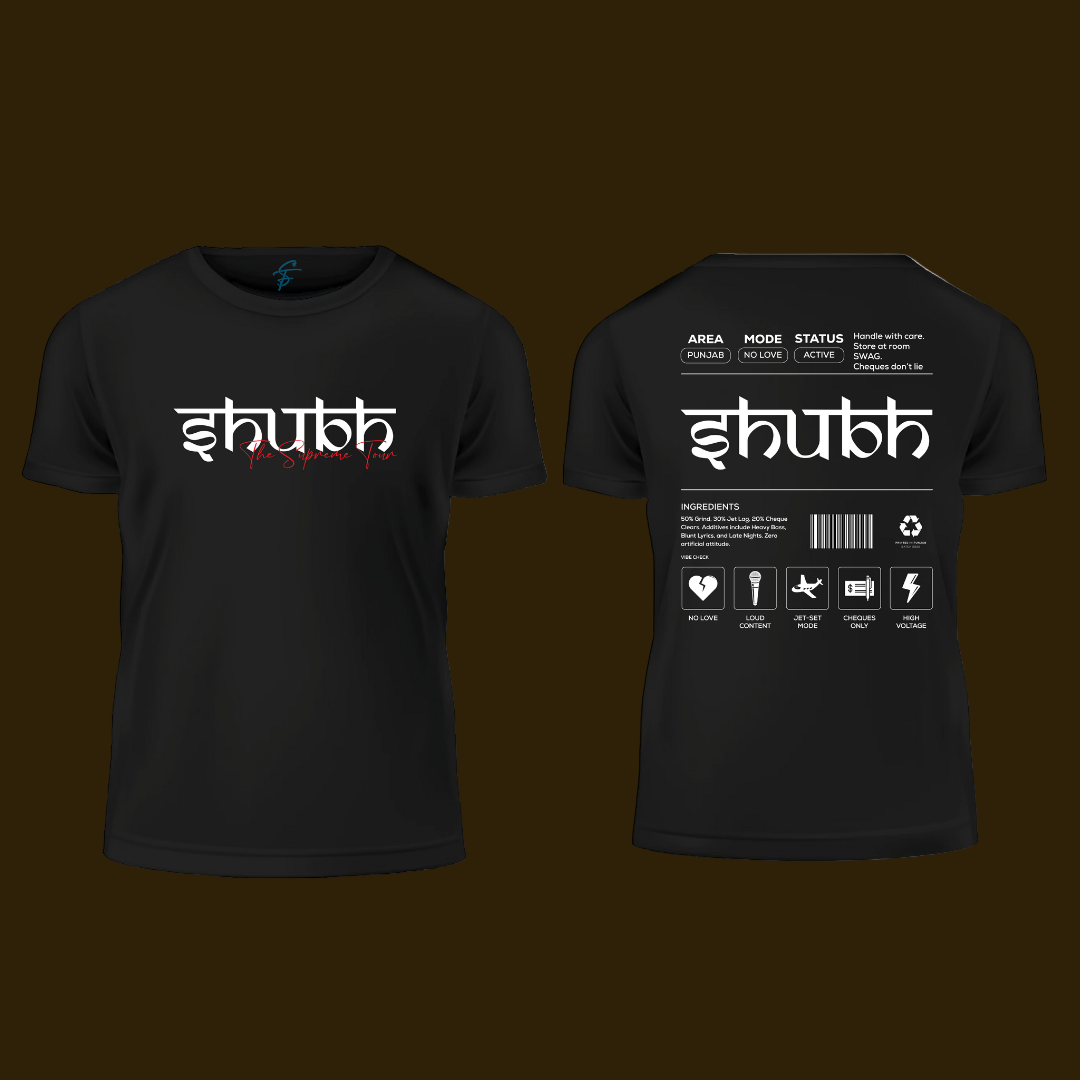 Shubh Punjabi T-Shirt | The Supreme Tour Graphic Tee | 100% Cotton Hip Hop Streetwear | Punjabi Rap & Desi Swag Merchandise