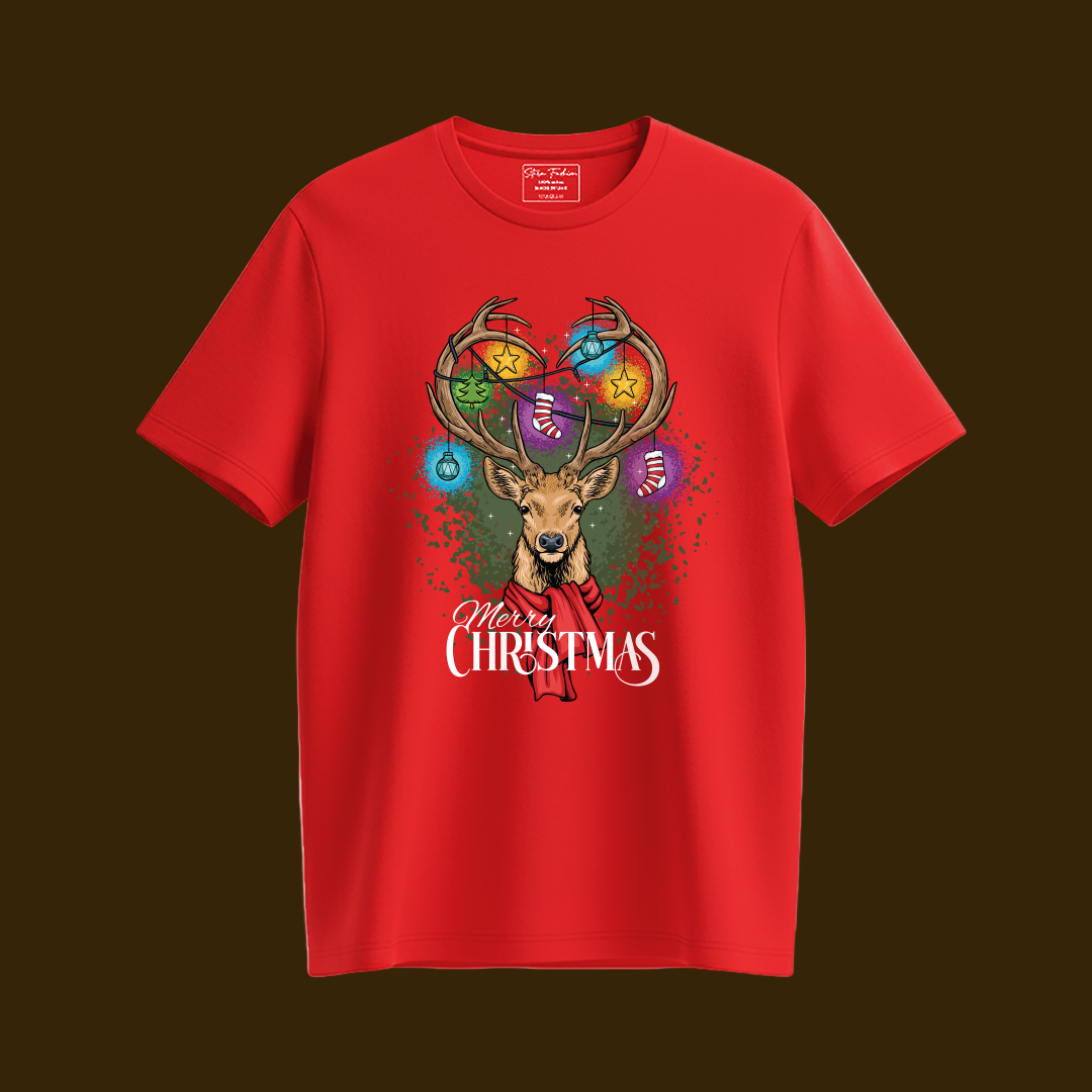 Family Reindeer Christmas Lights T-Shirts | Reindeer Tshirt | Red Christmas T-shirt