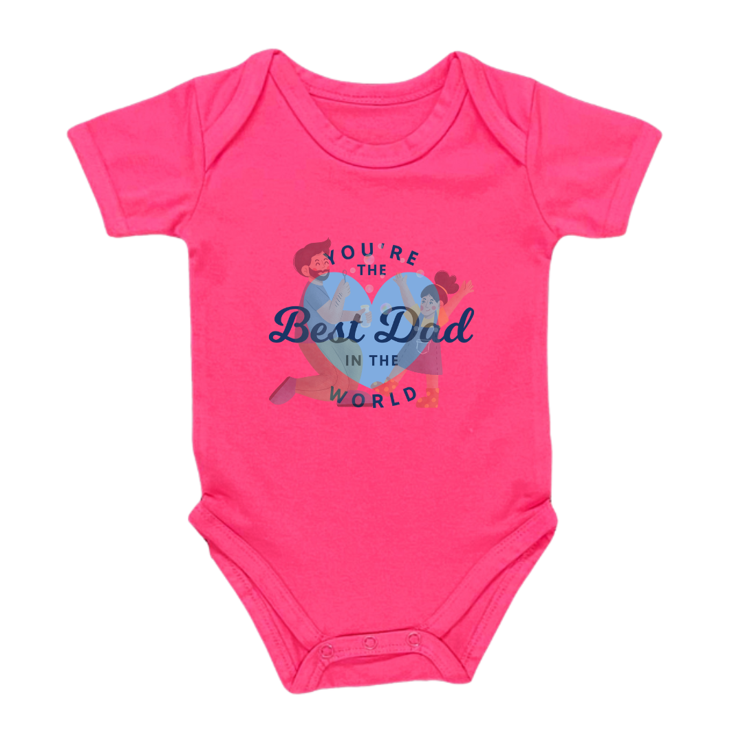 Baby Bodysuit with 'Best Dad in the World' Print, 100% Cotton Romper, Father's Day Gift