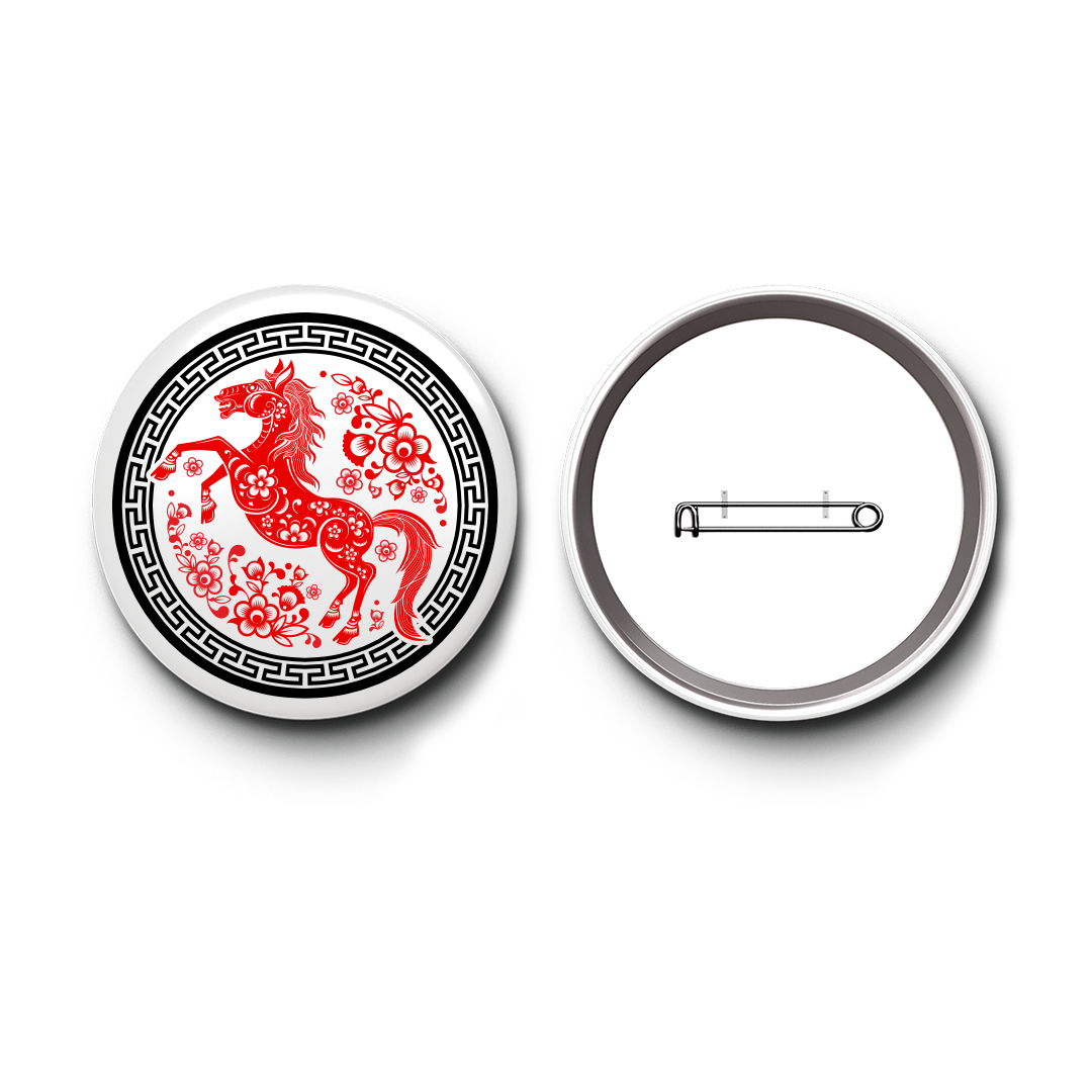 Traditional Chinese Red Paper-Cut Horse Badge - Festive New Year Pin Accessory - 3 Sizes - Sitara Fashions