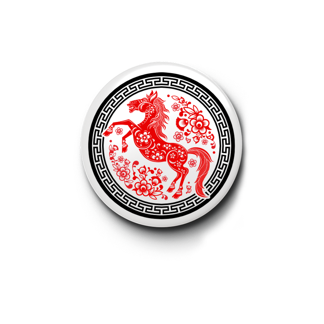 Traditional Chinese Red Paper-Cut Horse Badge - Festive New Year Pin Accessory - 3 Sizes - Sitara Fashions