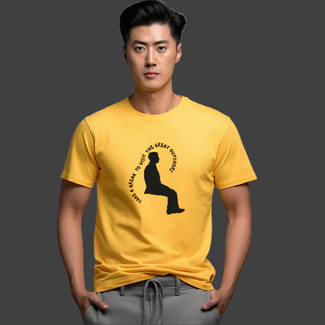 Take a Break To Visit The Great Outdoors Casual Spring Men Graphic T-Shirt, 100% Cotton, Short Sleeve