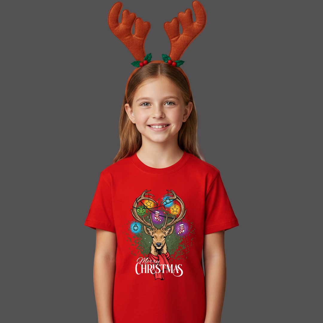 Family Reindeer Christmas Lights T-Shirts | Reindeer Tshirt | Red Christmas T-shirt