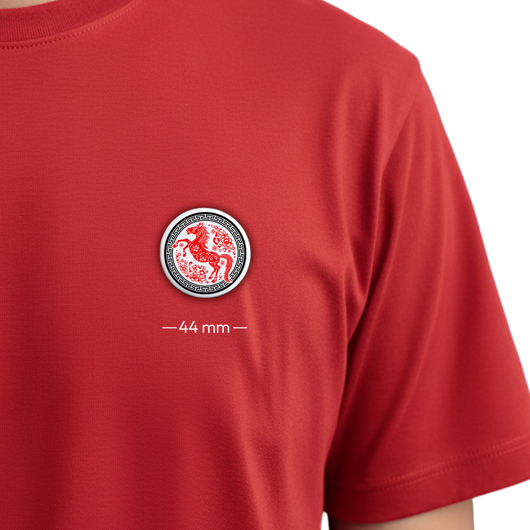 Traditional Chinese Red Paper-Cut Horse Badge - Festive New Year Pin Accessory - 3 Sizes - Sitara Fashions