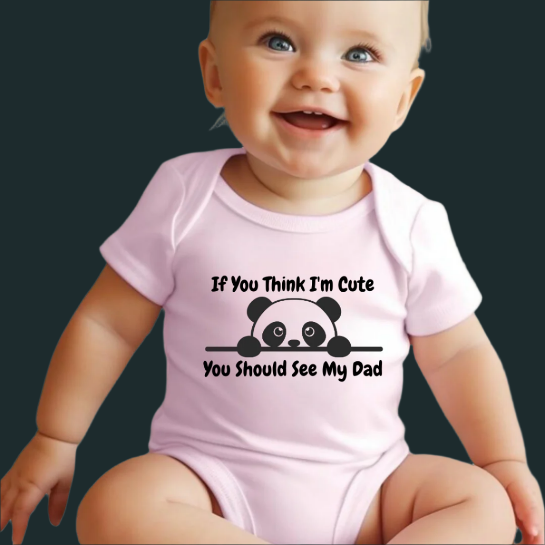 Baby Panda Slogan Bodysuit, 100% Cotton Romper, Funny Father's Day Infant Outfit