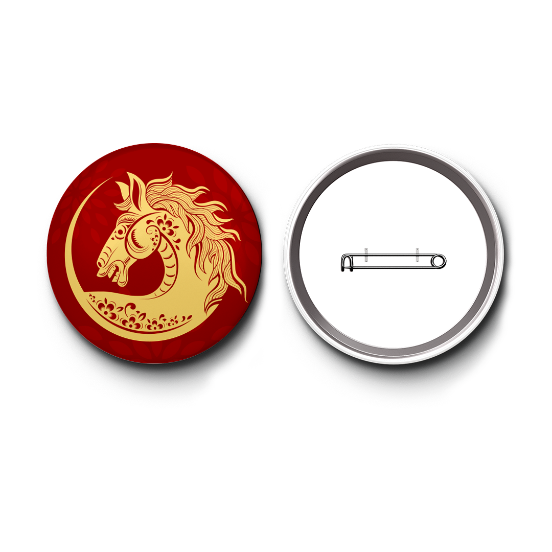 Lucky 2026 Year of the Horse Prosperity Badge – Traditional Chinese Zodiac Talisman Pin – 3 Sizes - Sitara Fashions