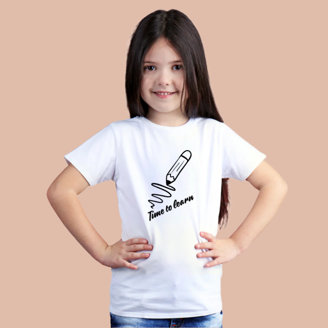 TIME TO LEARN, T-Shirt,100% Cotton