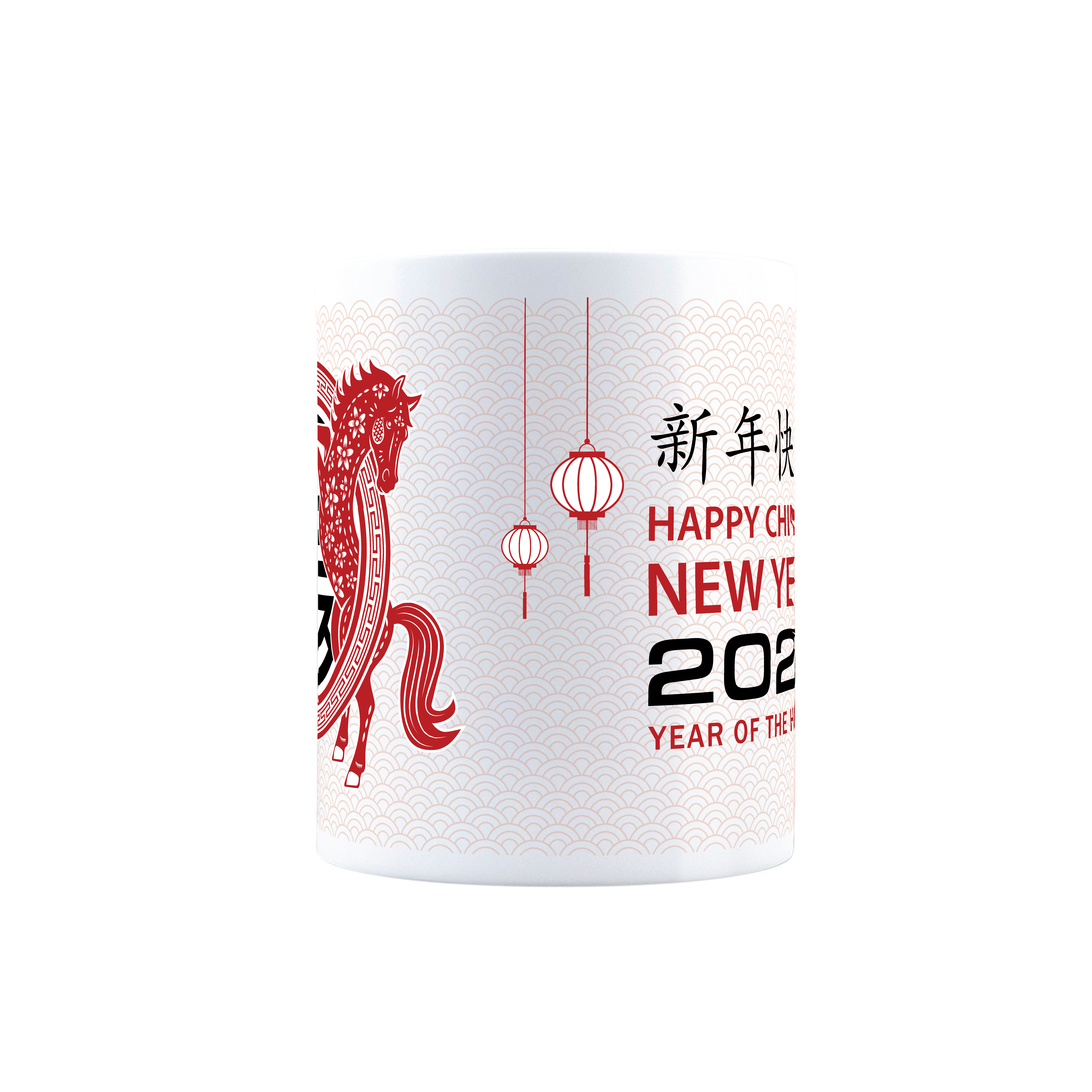 2026 Year of the Horse Chinese New Year Mug – Red & White Ceramic Coffee Cup with Zodiac Horse Art and Traditional Lanterns – Lunar New Year Gift - Sitara Fashions