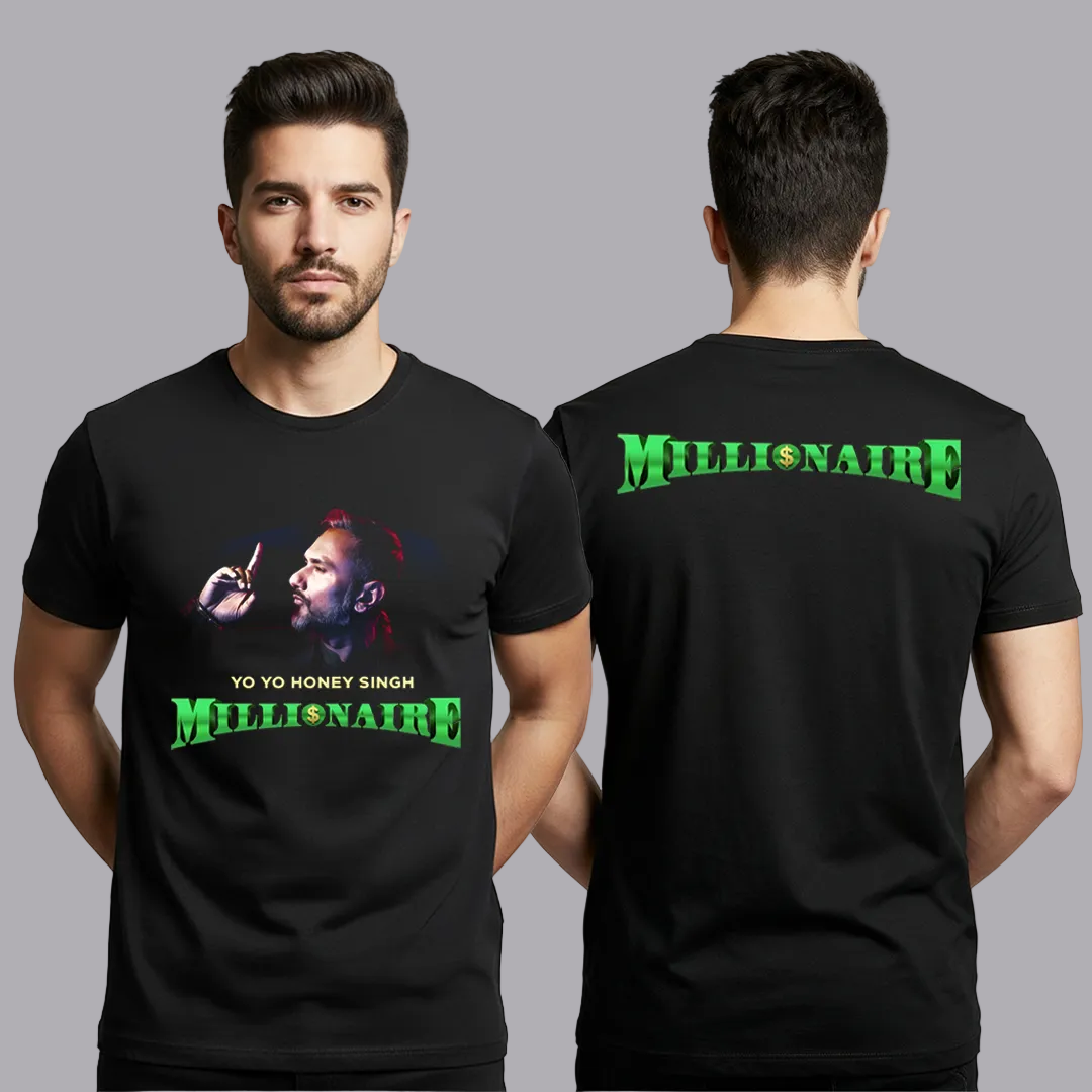 Honey Singh Millionaire Tour Graphic Print T-Shirt - Premium 100% Cotton Unisex Hip Hop Apparel