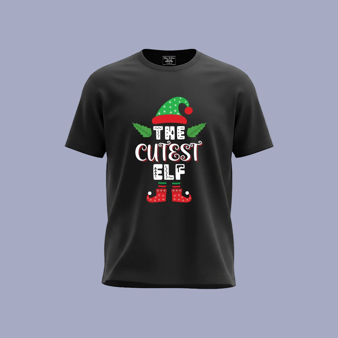 Kids Christmas T-Shirt - "The Cutest Elf" Holiday Tee | Festive Red Top for Boys & Girls | Xmas Party Outfit | Ages 2-14 Years
