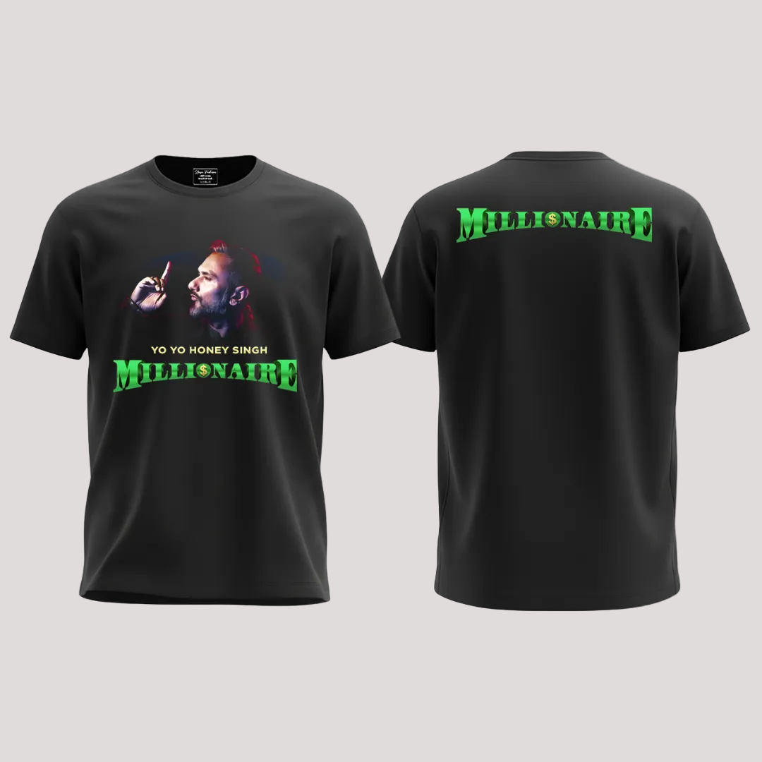Honey Singh Millionaire Tour Graphic Print T-Shirt - Premium 100% Cotton Unisex Hip Hop Apparel